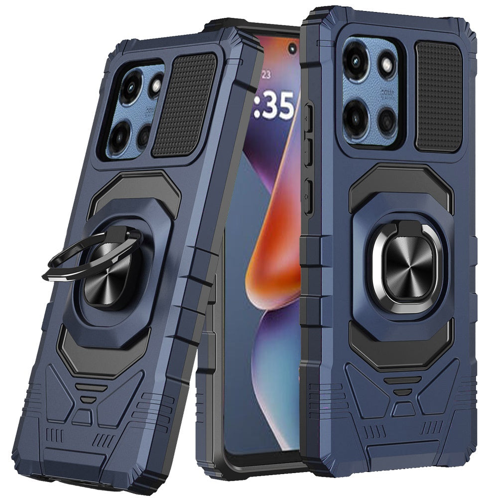 For Moto G 2025 Case Shockproof Dual Layer Magnetic Ringstand + Tempered Glass
