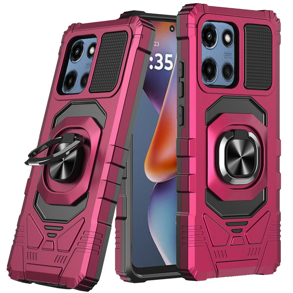 For Moto G 2025 Case Shockproof Dual Layer Magnetic Ringstand + Tempered Glass
