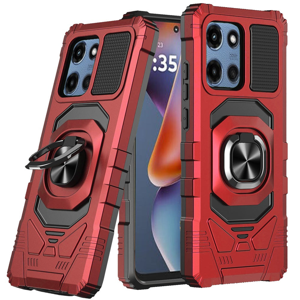 For Moto G 2025 Case Shockproof Dual Layer Magnetic Ringstand + Tempered Glass