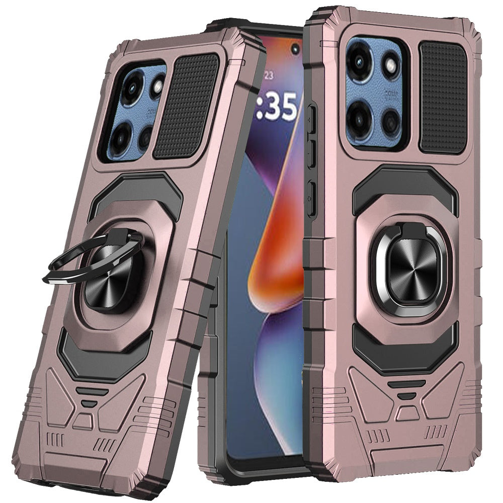 For Moto G 2025 Case Shockproof Dual Layer Magnetic Ringstand + Tempered Glass