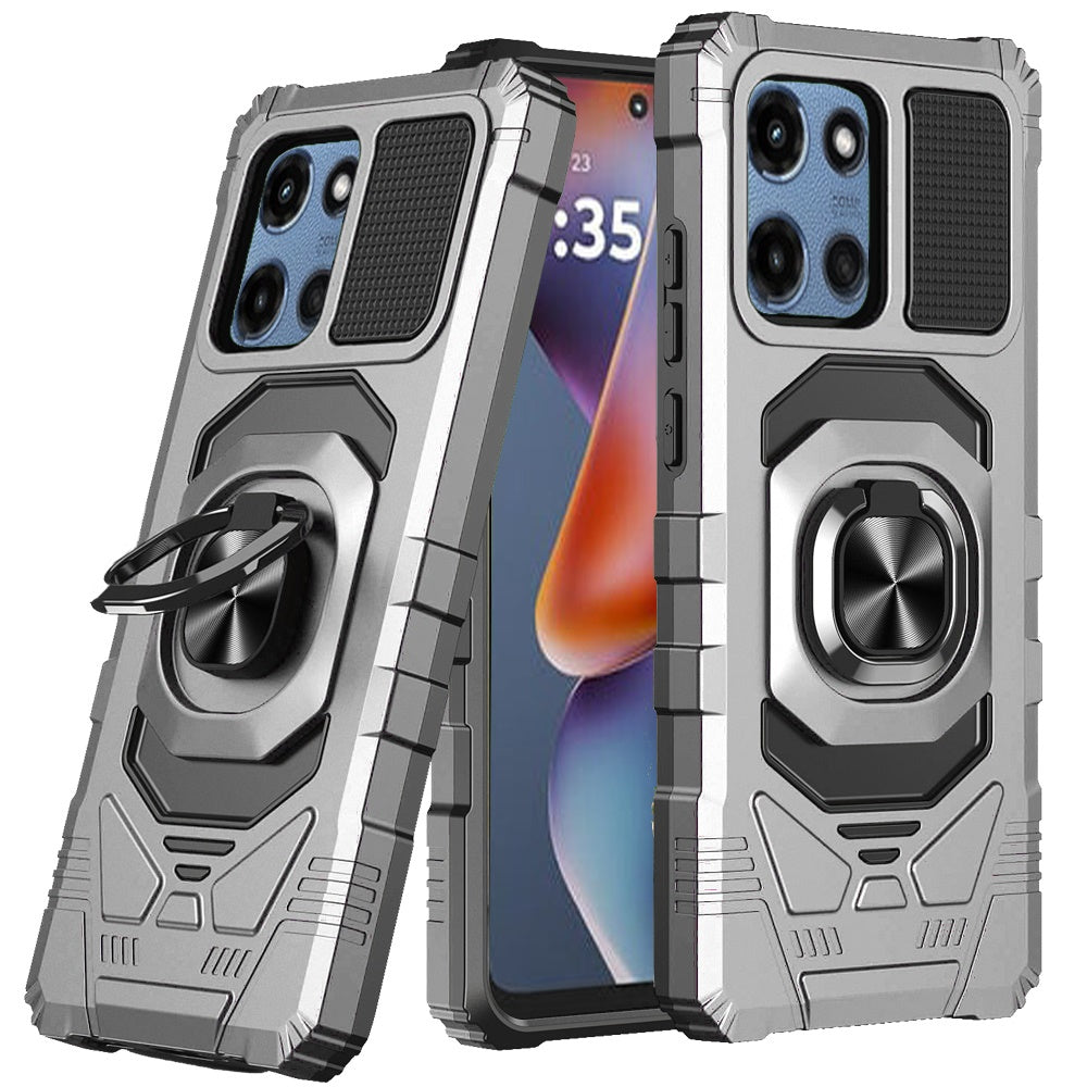 For Moto G 2025 Case Shockproof Dual Layer Magnetic Ringstand + Tempered Glass