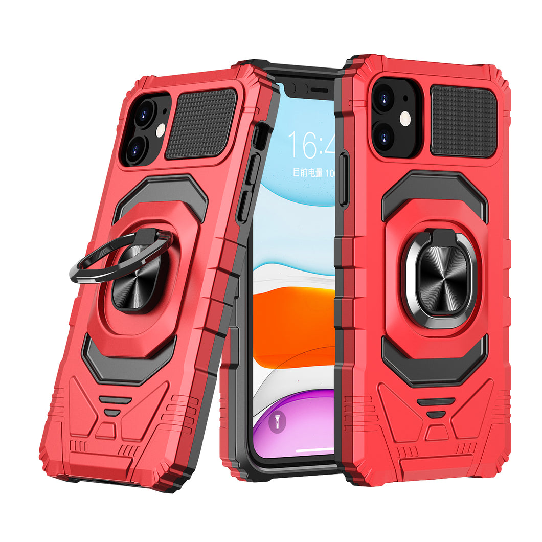 For iPhone 15 PRO Case Dual Layer Magnetic Ring Stand Cover + 2 Tempered Glass
