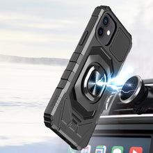 For iPhone 12/12 Pro Case Shockproof Dual Layer with Ring Stand + Tempered Glass