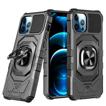 For iPhone 11 Pro Max Case Shockproof Dual Layer with Ring Stand +Tempered Glass