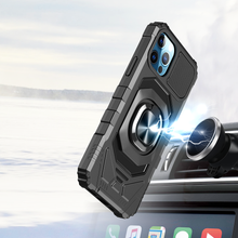 For iPhone 12 Pro Max Case Shockproof Dual Layer with Ring Stand +Tempered Glass