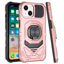 For iPhone 15 Case Shockproof Dual Layer Magnetic RingStand + 2 Tempered Glass