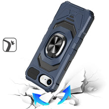 For iPhone 16e Case Shockproof Dual Layer Magnetic Ring Stand + Tempered Glass