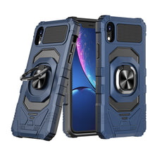 For iPhone XR Case Shockproof Cover Dual Layer with Ring Stand + Tempered Glass