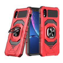 For iPhone XR Case Shockproof Cover Dual Layer with Ring Stand + Tempered Glass