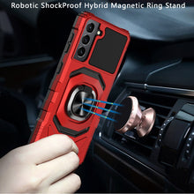 For Samsung Galaxy S22 Robotic Hybrid with Magnetic Ring Stand Case Cover
