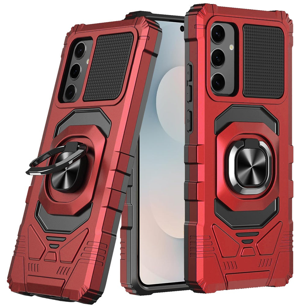 For Samsung S25 FE Case Shockproof Dual Layer with Ring Stand + Tempered Glass