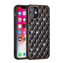 For iPhone 13 PRO Case Quilted Design Diamond Studded Bling Hybrid Cover