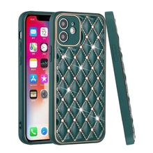 For iPhone 13 PRO Case Quilted Design Diamond Studded Bling Hybrid Cover