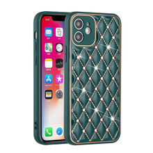 For iPhone 13 PRO Case Quilted Design Diamond Studded Bling Hybrid Cover