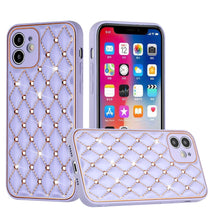 For iPhone 13 PRO Case Quilted Design Diamond Studded Bling Hybrid Cover