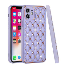 For iPhone 13 PRO Case Quilted Design Diamond Studded Bling Hybrid Cover