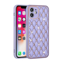 For iPhone 13 PRO Case Quilted Design Diamond Studded Bling Hybrid Cover