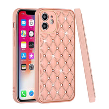 For iPhone 13 PRO Case Quilted Design Diamond Studded Bling Hybrid Cover