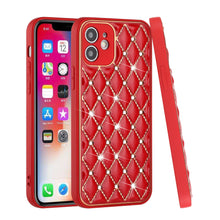 For iPhone 13 PRO Case Quilted Design Diamond Studded Bling Hybrid Cover