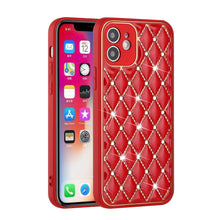 For iPhone 13 PRO Case Quilted Design Diamond Studded Bling Hybrid Cover