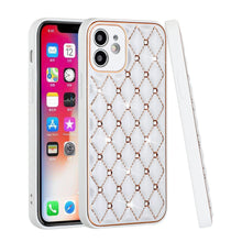 For iPhone 13 PRO Case Quilted Design Diamond Studded Bling Hybrid Cover