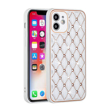 For iPhone 13 PRO Case Quilted Design Diamond Studded Bling Hybrid Cover