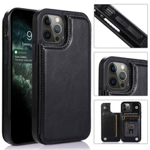 For iPhone 15 PRO Case Vegan Leather Button Phone Wallet + 2 Tempered Glass