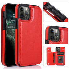 For iPhone 15 PRO Case Vegan Leather Button Phone Wallet + 2 Tempered Glass