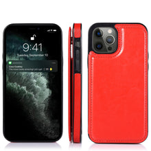 For iPhone 15 PRO Case Vegan Leather Button Phone Wallet + 2 Tempered Glass