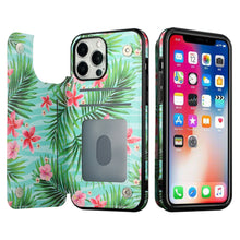 For iPhone 13 Pro Max Case Vegan Leather Side Button Wallet Cover w/ Card Holder