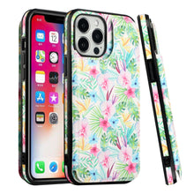 For iPhone 13/14 Case Vegan Leather Button Wallet Card Holder + Tempered Glass