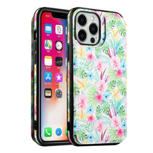 For iPhone 13/14 Case Vegan Leather Button Wallet Card Holder + Tempered Glass