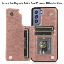 For Samsung S21 Plus 6.8" Case Vegan Leather Side Button Wallet with Card Holder
