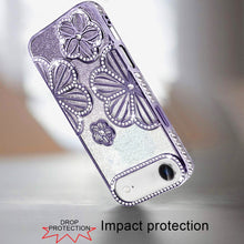 For iPhone Air Case Bling Floral 3D Glitter TPU Phone Cover + Tempered Glass