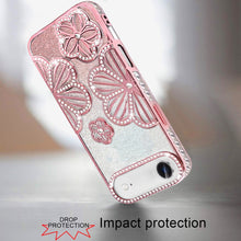 For iPhone Air Case Bling Floral 3D Glitter TPU Phone Cover + Tempered Glass