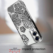 For Samsung S25 Edge Case Bling Floral 3D Glitter Phone Cover + Tempered Glass
