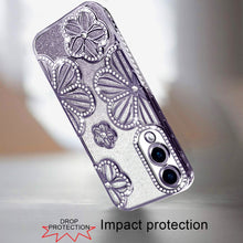 For Samsung S25 Edge Case Bling Floral 3D Glitter Phone Cover + Tempered Glass