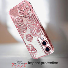 For Samsung S25 Edge Case Bling Floral 3D Glitter Phone Cover + Tempered Glass