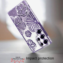 For Samsung S25 Ultra Case Bling Floral 3D Glitter Phone Cover + Tempered Glass