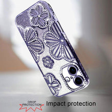For iPhone 16 6.1inch Case Bling Floral 3D Glitter Phone Cover + Tempered Glass
