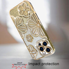 For iPhone 16 Pro 6.3in Case Bling Floral 3D Glitter Phone Cover +Tempered Glass