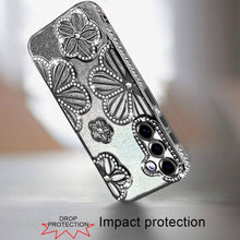 For Samsung S26 6.3" Case Bling Floral 3D Glitter Phone Cover + Tempered Glass