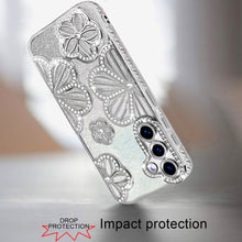 For Samsung S26+ Plus Case Bling Floral 3D Glitter Phone Cover + Tempered Glass