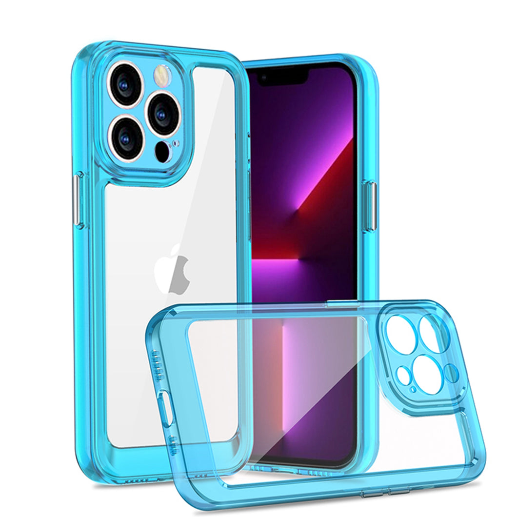 For iPhone 15 Pro Max Case Transparent Back w/ Soft Border + 2 Screen Protectors