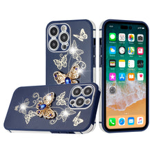 For iPhone 14 PRO Case 3D Butterfly Charm Rhinestones Bling TPU Phone Cover
