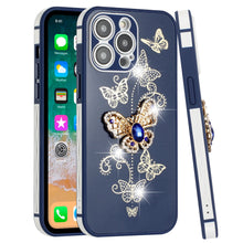 For iPhone 14 PRO Case 3D Butterfly Charm Rhinestones Bling TPU Phone Cover