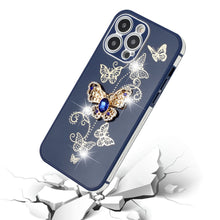 For iPhone 14 PRO Case 3D Butterfly Charm Rhinestones Bling TPU Phone Cover