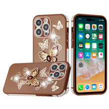 For iPhone 14 PRO Case 3D Butterfly Charm Rhinestones Bling TPU Phone Cover