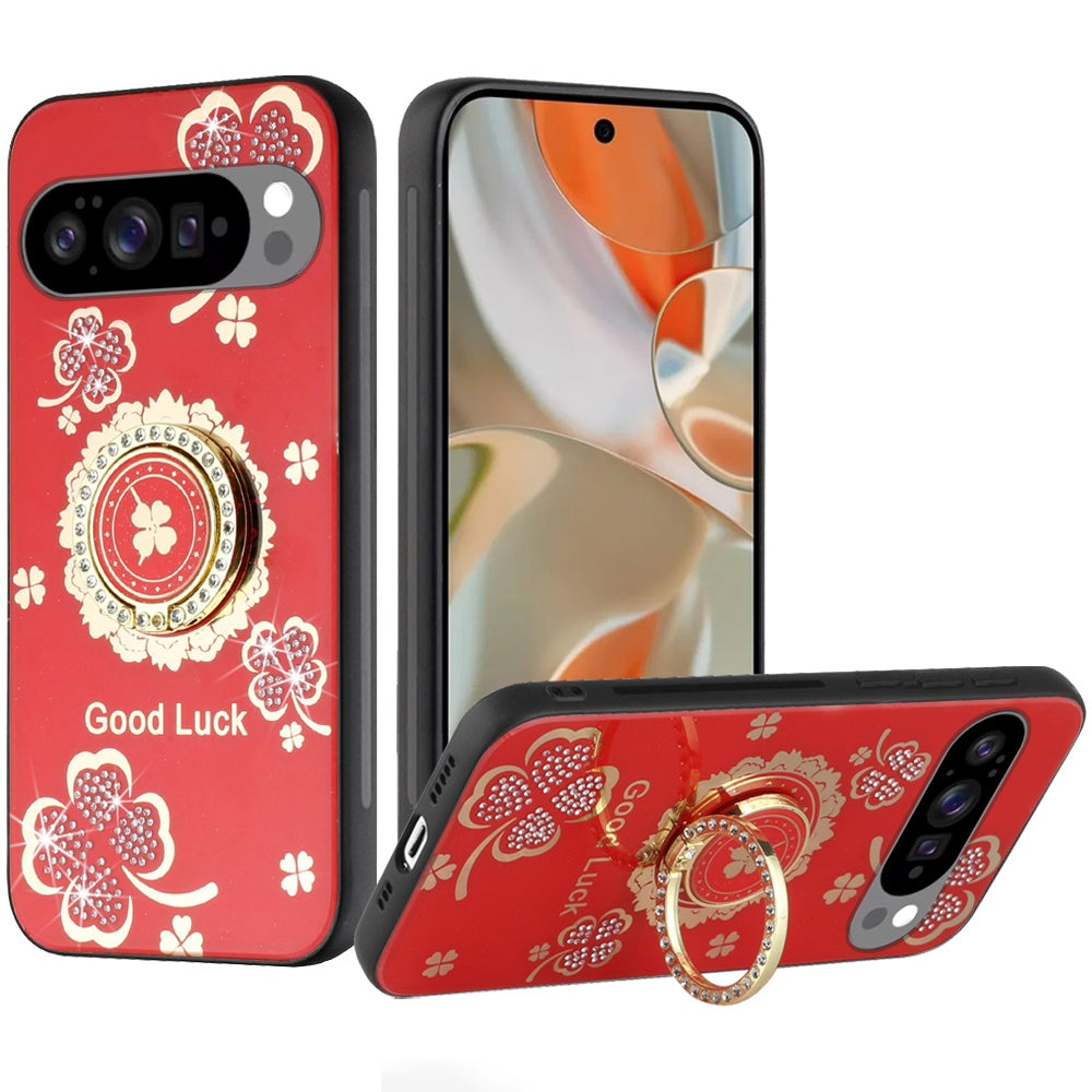 For Google Pixel 10 Pro XL Case Rhinestone Bling Decor Glitter + Tempered Glass