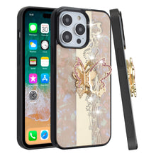For iPhone 11 6.1 in. Case Rhinestone Bling Decor Glitter Cover + Tempered Glass